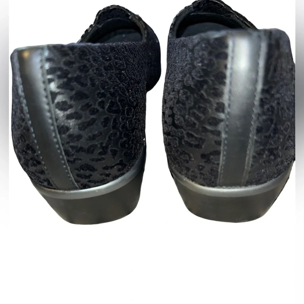 SAS Bliss Leopard Print Black Wedge Slip On Shoes